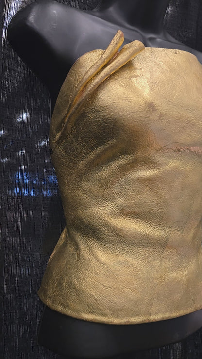 Gold leather overbust