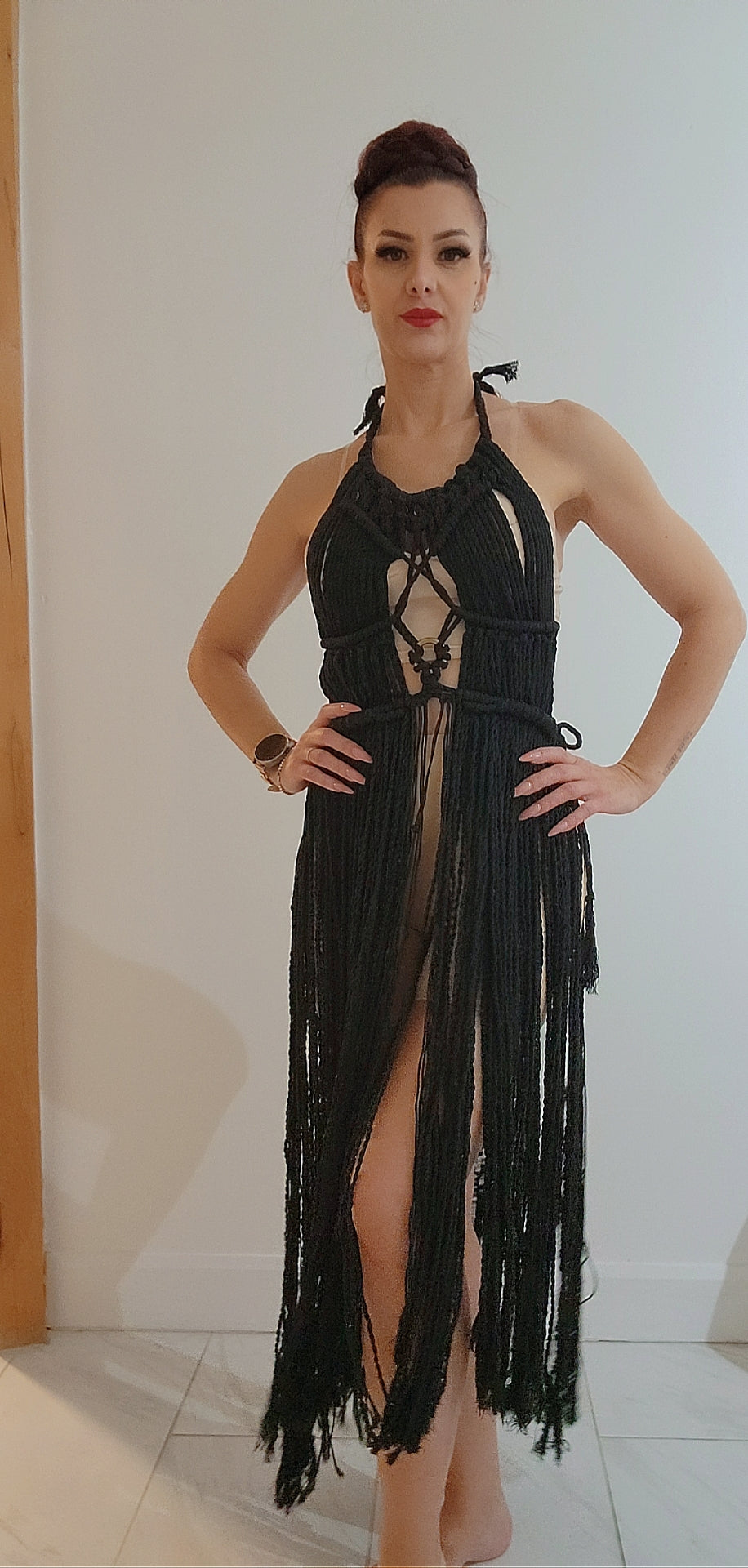 VENDU! SOLD! robe de Macramé noire