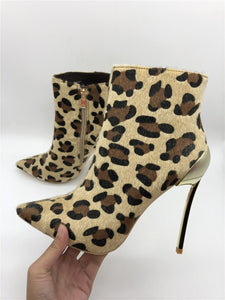 Leopard Pointed Toe Booties